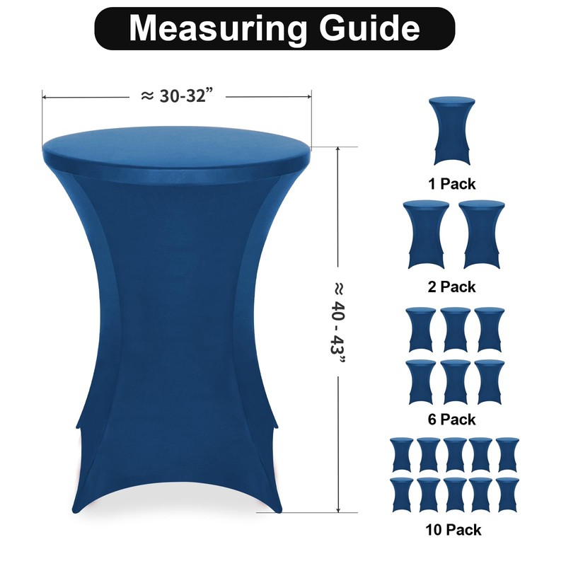 FestiCorp Spandex Blue Table Cover, Cocktail Fitted Tablecloths, Round Highboy