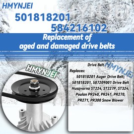 HMYNJEI 501818201 & 584216102 Auger & Drive Belt Kit for Husqvarna ST 224 ST224 ST227P ST324 Snow Blower