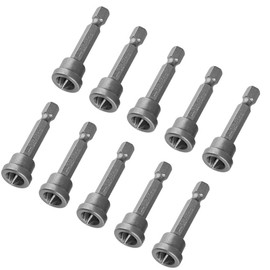 Professional Drywall Screwdriver Bits Set 10Pcs 50mm Chrome Steel Magnetic Depth Stop Design Silver Bits for Power Drill Drywall Installation