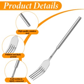 Giantree Extendable Fork Spoon, Long Telescopic Spoon, Fork, Retractable Set, Stainless Steel Telescopic Fork, Extension Fork, Spoon for Daily Cooking, Dessert, Fruit, Barbecue, Pack of 2
