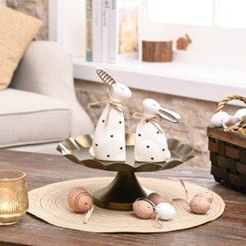 Valery Madelyn Easter Bunny Decorations for Home, 2Pcs Large Ceramic White Rabbit Statue Figurine Spring Decor, Easter Gift Tiered Tray Decorations for Indoor Outdoor Table Centerpieces，6.3 Inch