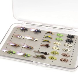 YZD Realistic Trout Hand Tie Fly Fishing Flies Collection Dry Wet Nymph Fly Assortment with Fly Box Lures Kits 12/16/18/22/36/48Pcs (Ant Kit 26pcs)