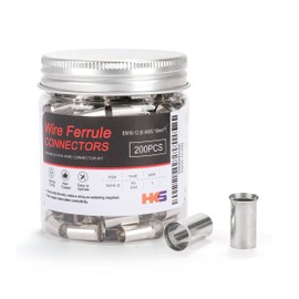 HKS 200PCS Non-Insulated Wire Ferrules- AWG6-16.0mm² Copper Barrel Pin Cord Terminals for Wiring Electrical Crimp EN16-12