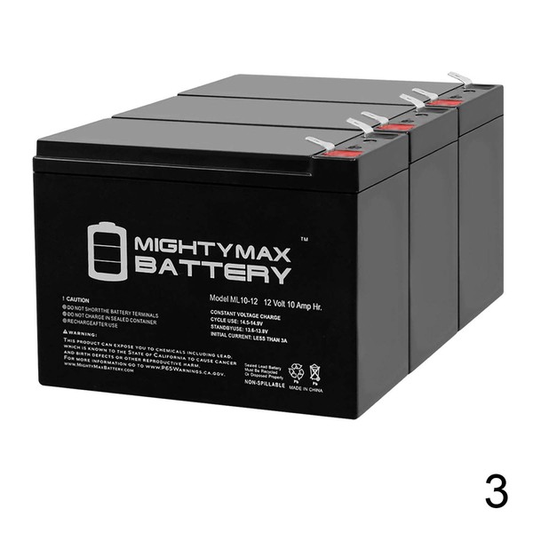 Mighty Max Battery 12V 10AH Schwinn S1000, S-1000 Scooter Battery - 3 Pack Brand Product