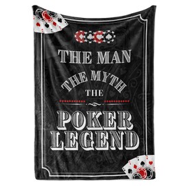 Poker Gifts for Men, Unique Poker Player Gifts, The Man The Myth The Poker Legend Flannel Throw Blanket for Poker Lovers, 50 x 65 Inch, Skin Friendly, Poker Blanket for Men, Birthday Gifts