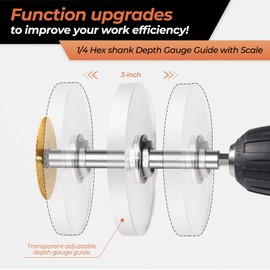 Upgraded 1/4" Hex Shank PVC Pipe Inside Cutter (4 PCS Titanium Coated Saw Blades), PVC Cutting Tool with Scaled Adjustable Depth Gauge for Cutting PVC Pipes, Plastic Pipes