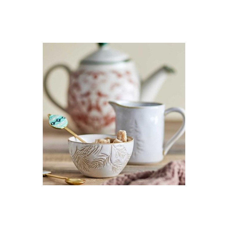 Bloomingville Bowl Winter White Natural Fir Branches Snack Bowl Ceramic