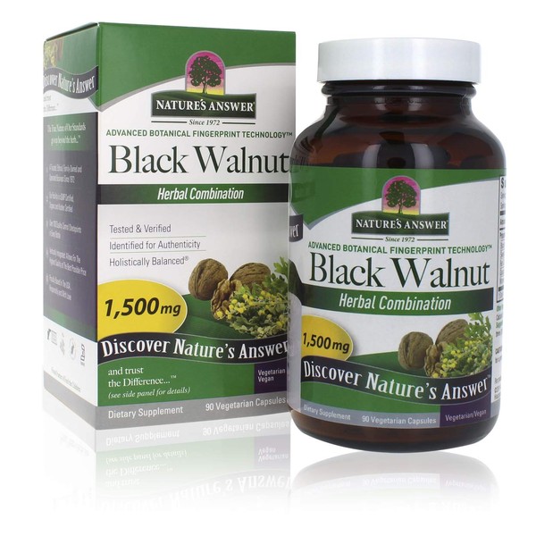 Nature's Answer Black Walnut Complex 1500mg 90-Capsules | Promotes Overall Wellbeing | Vegan, Gluten-Free, Non-GMO, Kosher Certified | Single Count
