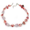 Avalaya Chunky Transparent Resin Beads and Red Shell Nugget Necklace/44cm
