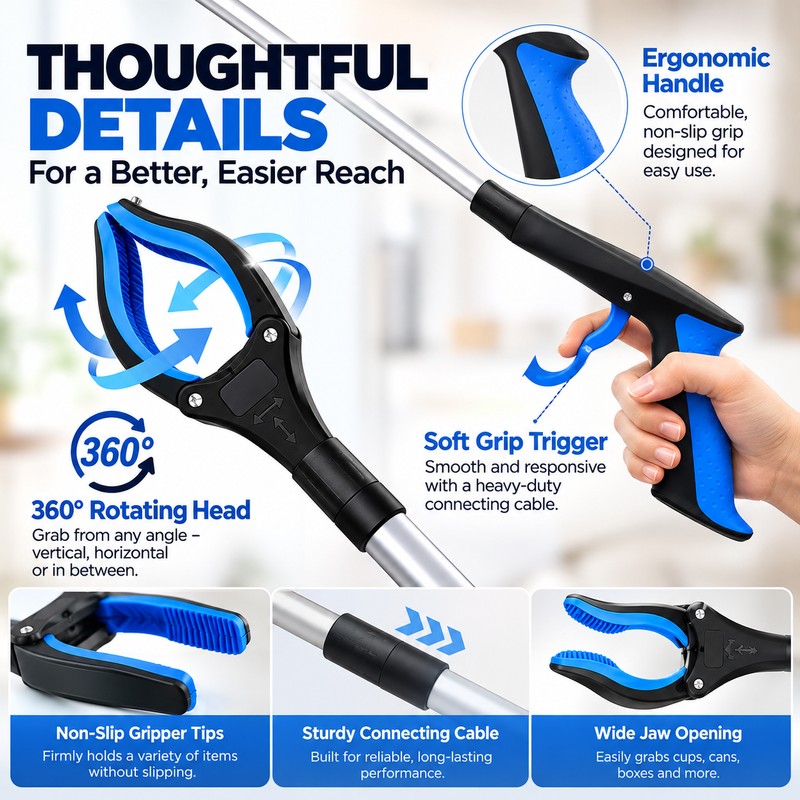 32-Inch Reacher Grabber Tool for Seniors – Lightweight 360° Rotating