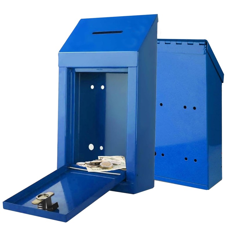 Metal Donation Box-Suggestion Box with Slot and lock-Cash Lock box