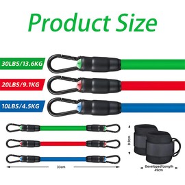 Ankle Resistance Bands with Cuffs and Storage Bag, 10 lbs 20 lbs 30 lbs 3 Different Pound Fitness Training Ankle Strap, Women Exercise Equipment, Black