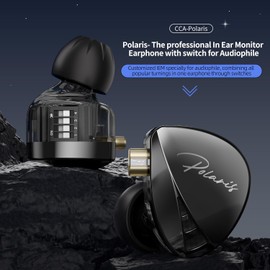 CCA Polaris in Ear Monitor HiFi Stereo IEM Earphones Dynamic Dual Driver Wired Earbuds with 4 Tuning Switches in Ear Headphones with Detachable Cable for Singers Musician Stage DJ (Gun,with Mic)