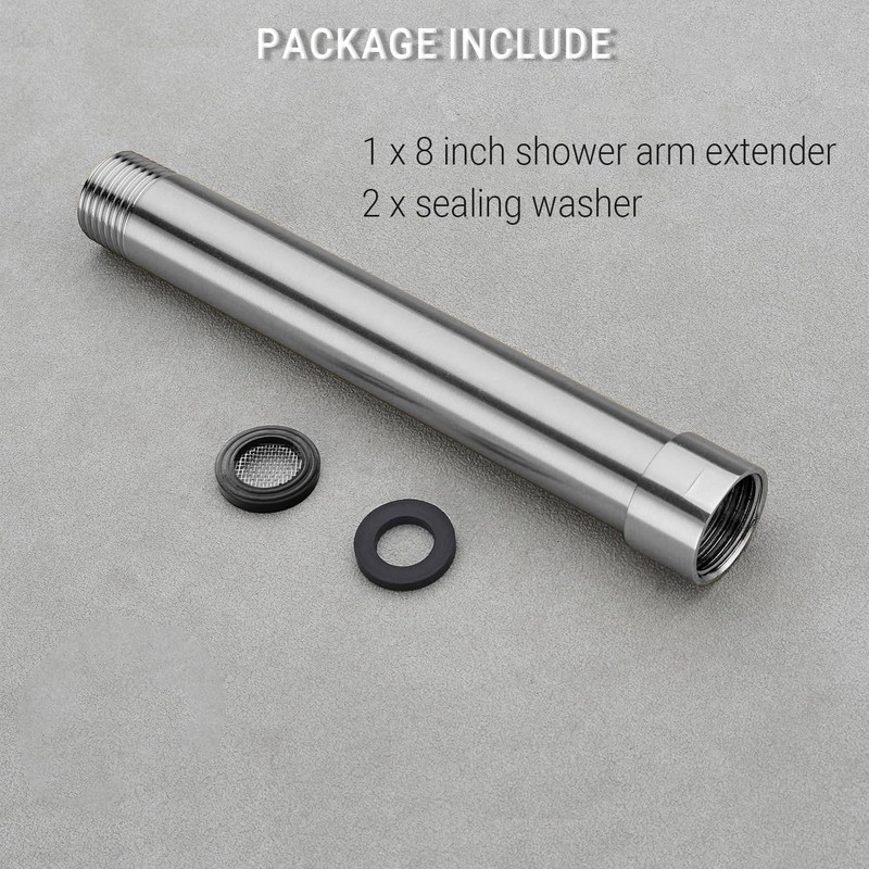 Shower Arm Extender 8 Inch Shower Head Extension, Brushed Nickel
