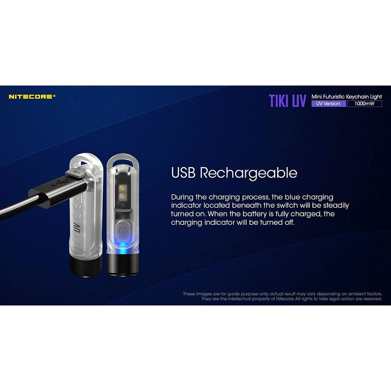NITECORE TIKI UV Mini Futuristic LED Keychain Light-Built-in Rechargeable Li-ion