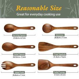 Onader Wooden Spoons for Cooking, 6Pcs Kitchen Utensils for Non-Stick Pans