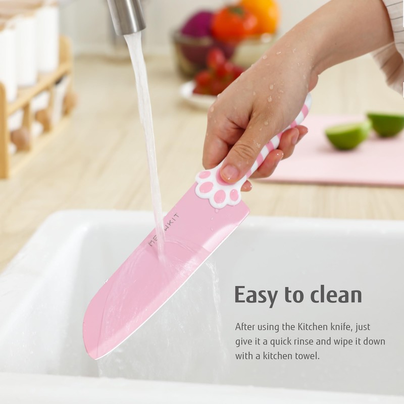 MEOWKIT Cat Paw Cute Kitchen Knife Set,3 pieces Non-Stick Knives,Sharp