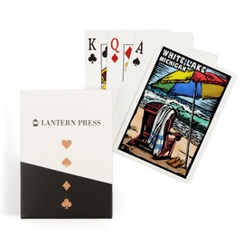 Lantern Press White Lake, Michigan, Beach Chair, Scratchboard (52 Playing Cards, Poker Size Card Deck with Jokers)