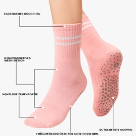 Caldodo Stopper Socks Women's 4 Pairs Yoga Socks 39-42, Gifts for Women Non-Slip Socks Adult Non-Slip Socks with Nubs Pilates Socks, Black/White/Light Grey/Pink