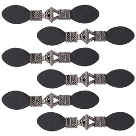 FINGERINSPIRE 6 Pairs Cardigan Clip Holder Sew on Leather Buckles Leather Clip Buckle Poncho Clasp Pin with Knot Buckle PU Leather Snap Toggle for Poncho Cape Cardigan Wrap Shawl Scarf Accessories