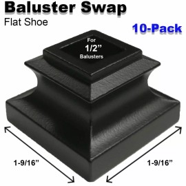 Affordable Stair Parts ® Baluster Swap Flat Shoes for Metal Balusters (10-Pack) NO Screw (Satin Black)