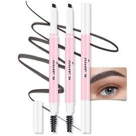 Kaely 3Pcs Mechanical Eyebrow Pencil, Eyebrow Contouring Pen with Spoolie Brush, Longwearing Waterproof Eye Brow Pencils for Women Makeup, lapiz de cejas a prueba de agua, 01 Ebony