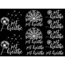 Captive Decals Just Breathe Dandelion 11 pcs 2" to 2.5" White Fused Glass Decals