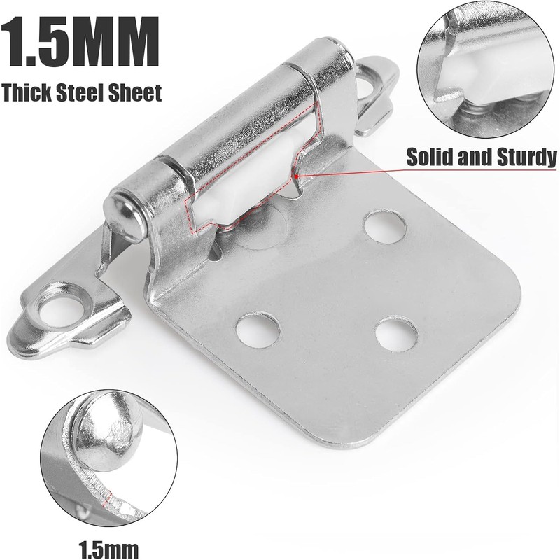 50PCS Cabinet Hinges with 250 Screws, Kitchen Cabinet Door Hinges,