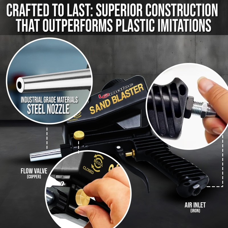 LE LEMATEC Portable Sand Blaster Gun for Small Projects -