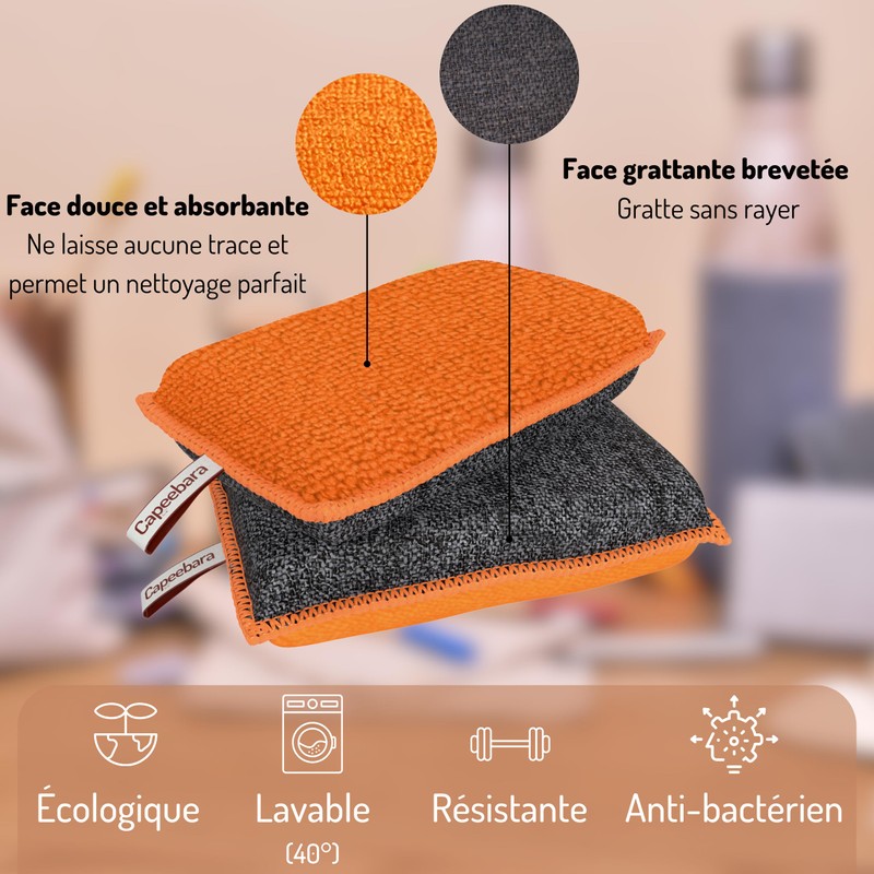 CAPEEBARA - Pack of 2 Washable and Reusable Home Sponge