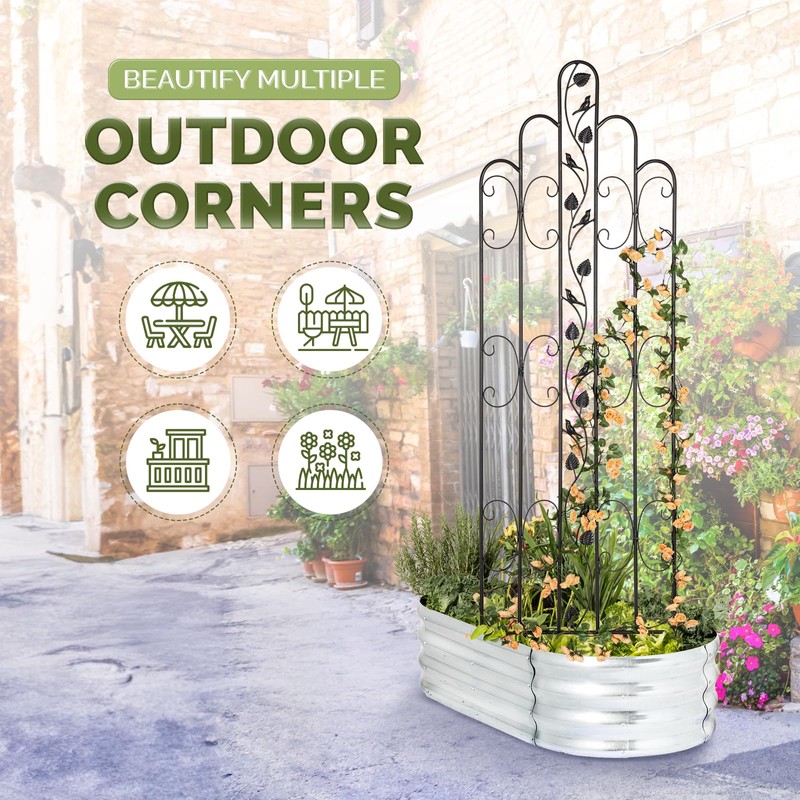 Idzo 71 in. Decorative Metal Trellis for Climbing Plants Outdoor,