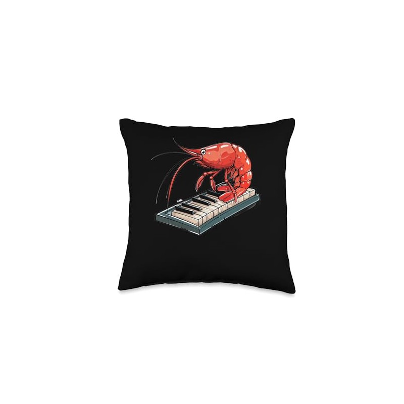 Cherry Shrimp Playing The Piano Throw Pillow