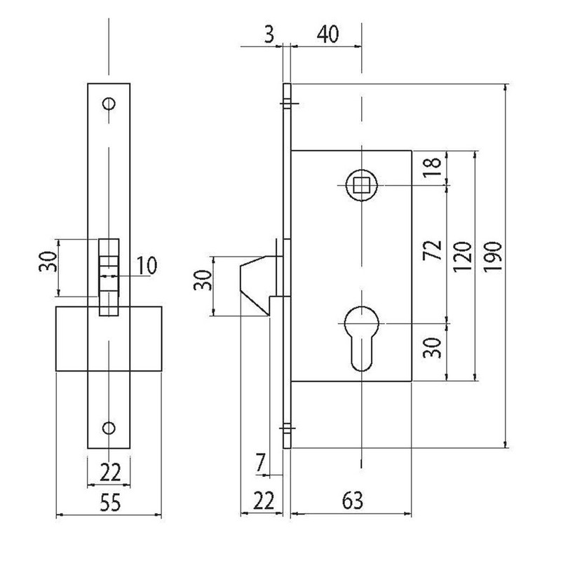 ATTAS Sliding Gate Hook Lock - Galvanised Steel Mortise Lock