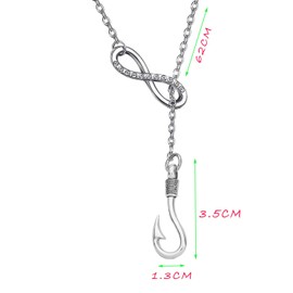 CHOORO Fish Hook Necklace Fishing Hook Pendant Jewelry Fishing Girlfriend Gift for Girlfriend Jewelry Gifts Womens Necklace Fish Hook for Her, Metal