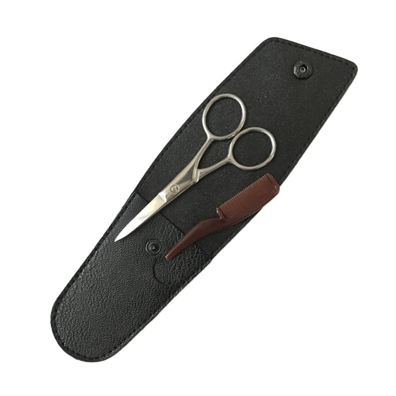 minkissy 2 Sets Professional Beard Shears Scissors Comb Kit Storage