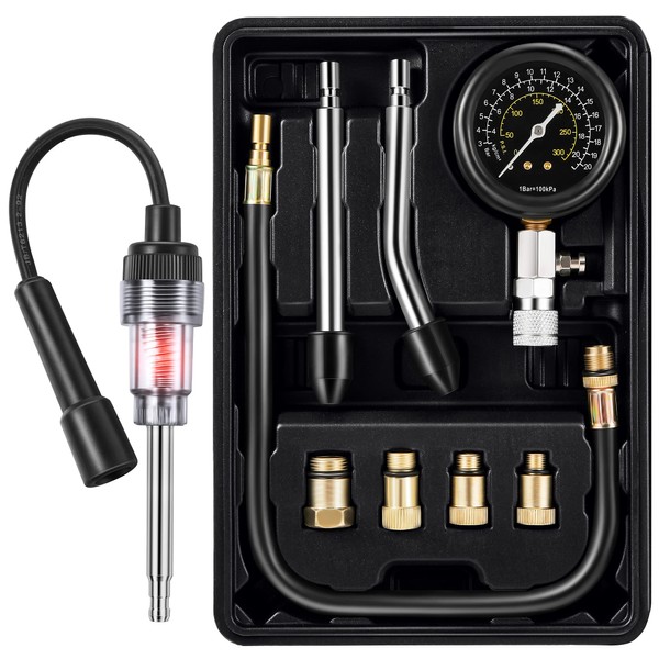 9 Pieces Automotive Compression Tester Kit and Spark Plug Tester,