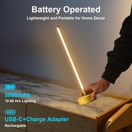 KARTOOSH Cordless LED Table Lamp Set of Two, Battery Operated Portable Desk Lamp,Dimmable/3 Color/Memory Function,Modern Rechargeable Table Light for Living Room,Bedroom,Bedside,Gold