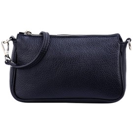SH Leder Jennie G323 Genuine Leather Shoulder Bag Handbag Clutch Small Bag Evening Bag 23 x 13 cm, darkblue