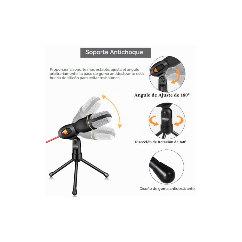 Micrófono para PC con Soporte Micrófono Condensador Semiprofesional con Tripié,