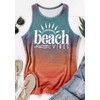Beach Vibes Tank Tops for Women Summer Beach Gradient Sleeveless