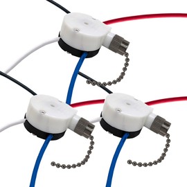 Ceiling Fan Switch Zing Ear ZE-208S E89885 3 Speed 4 Wire Fan Switch Pull Chain Ceiling Fan Switch Speed Control Switch for Ceiling Fans, Wall Lamps, Cabinet Light, Black Bronze 3PCS