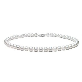 6-6.5mm White Akoya Saltwater Cultured Pearl Necklace for Women AA+ Quality Sterling Silver Clasp, 18" - PremiumPearl