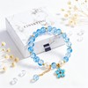 CINSKYING Healing Crystal Beaded Bracelet with Five Leaf Clover Charm