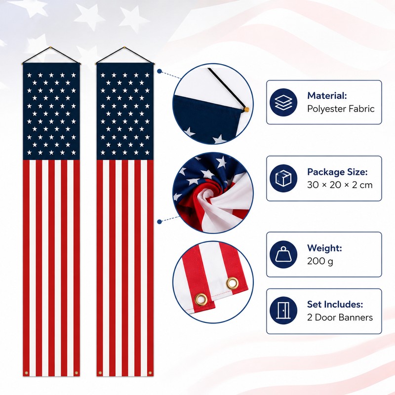 4th of July Patriotic Door Banners for Front Porch Decor