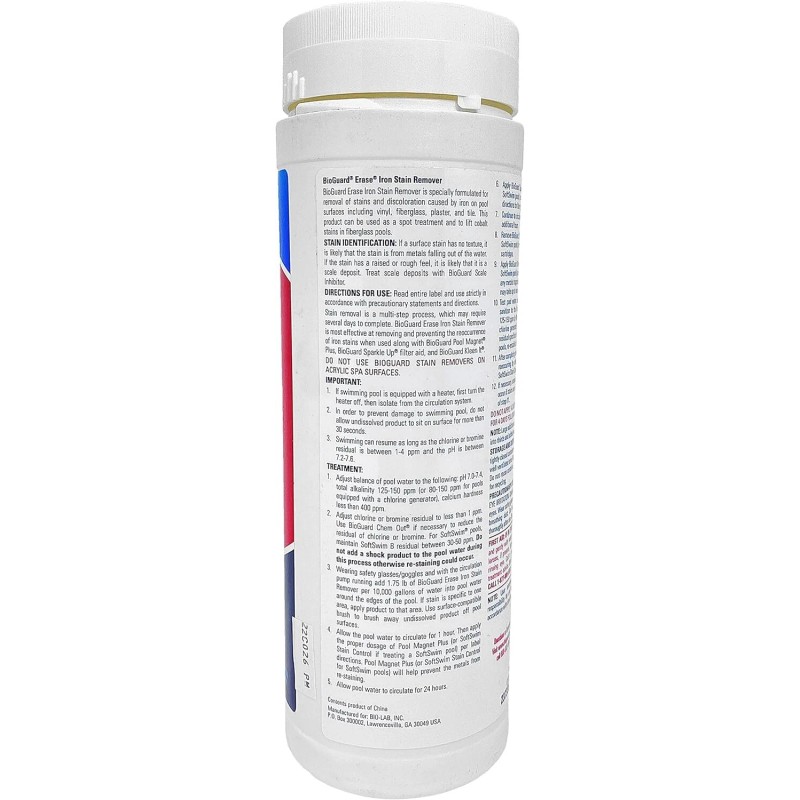 BioGuard Erase Iron Stain Remover 1.75 lb, Highly Effective Pool