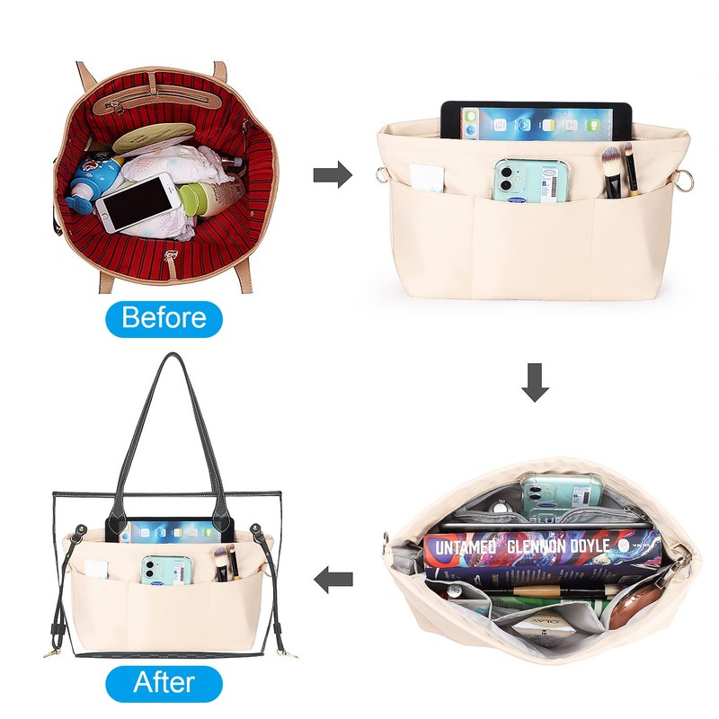 Etercycle Handbag Organiser, Nylon Bag Organiser with Key Ring, Inner