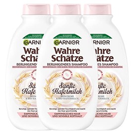 Garnier True Treasures Soothing Shampoo Gentle Oat Milk for Sensitive Hair and Sensitive Scalp, 3 x 250 ml