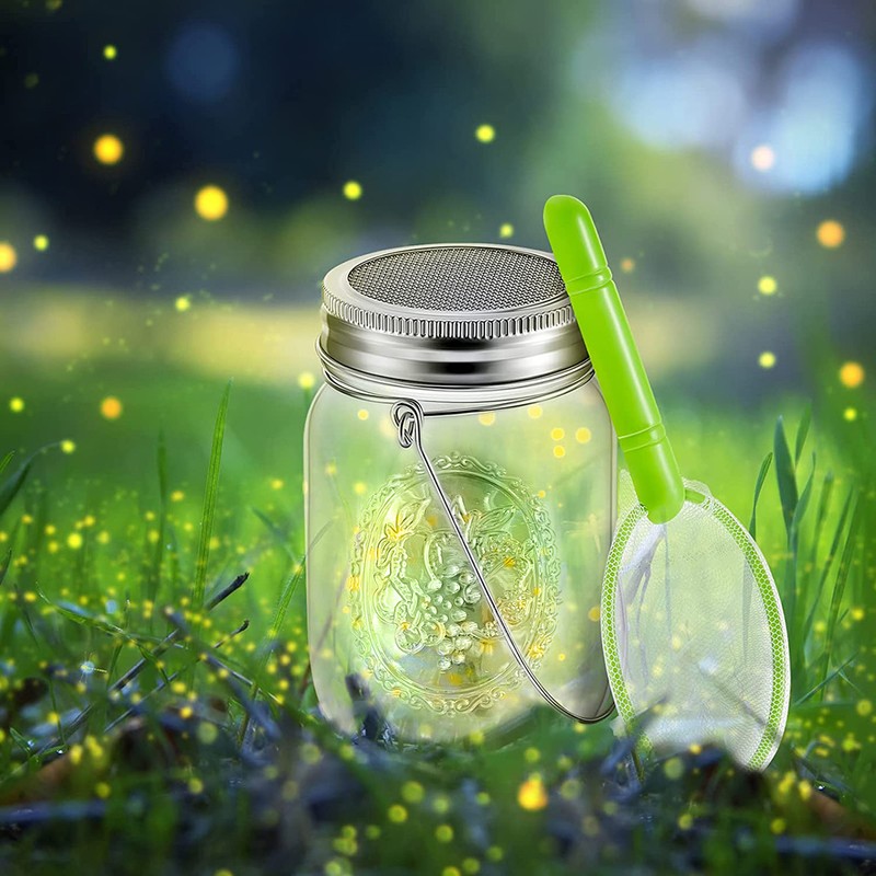Insect Catcher Kit Bug Collecting Jar with Handle Net Indoor