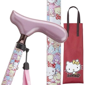 杖 キティちゃん おしゃれ 女性用 軽量 ピンク ハローキティの袋とセット おりたたみ 折り畳み オシャレ ステッキ レディース アルミ製 杖の使い方説明書つき