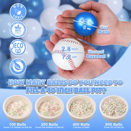 GOGOSO Ball Pit Balls for Toddler, Baby Plastic Playballs Kids Soft Pastel Pelotas Non-Toxic BPA-Free Pearl Blue+Light Blue+White 1000 Balls